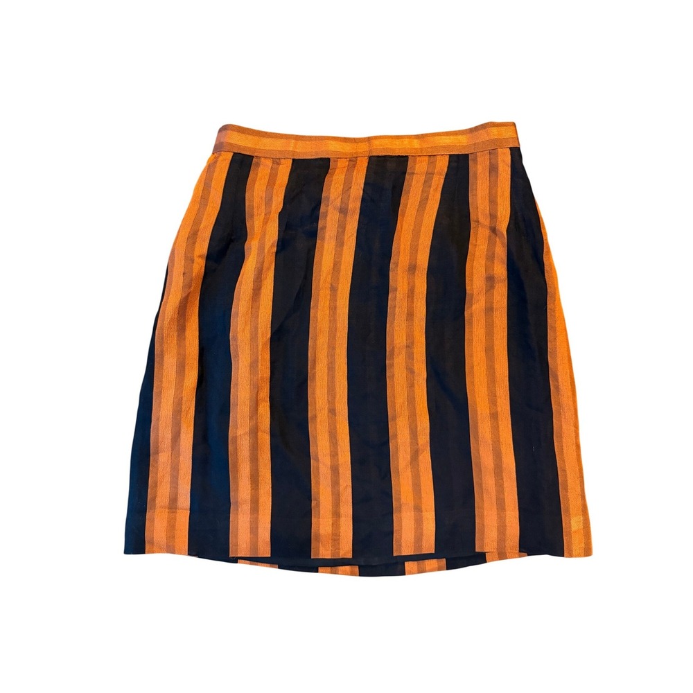 Luciano Soprani Vintage Skirt Orange Black Italian Designer 26 Waist